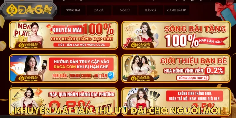 Ưu đãi 100% cho tân thủ tại Daga là rút tiền sau một lượt cược